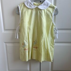 Grace & James Yellow Peter Pan Collar Dress with Embroidered Ducklings and Goose